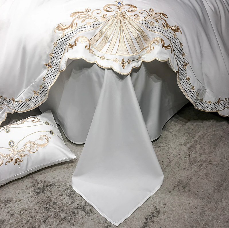 Luxury Duvet Cover 4 Piece Set - Royal Embroidery Linen