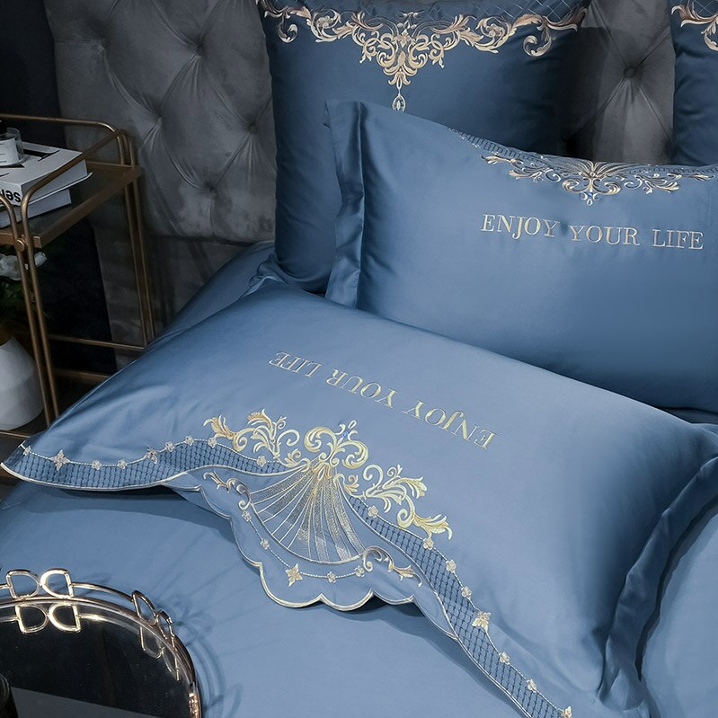 Luxury Duvet Cover 4 Piece Set - Royal Embroidery Linen