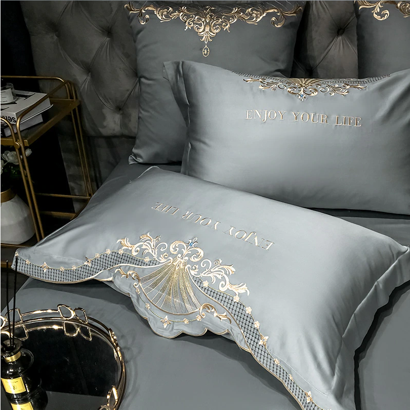 Luxury Duvet Cover 4 Piece Set - Royal Embroidery Linen