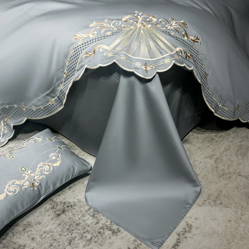 Luxury Duvet Cover 4 Piece Set - Royal Embroidery Linen