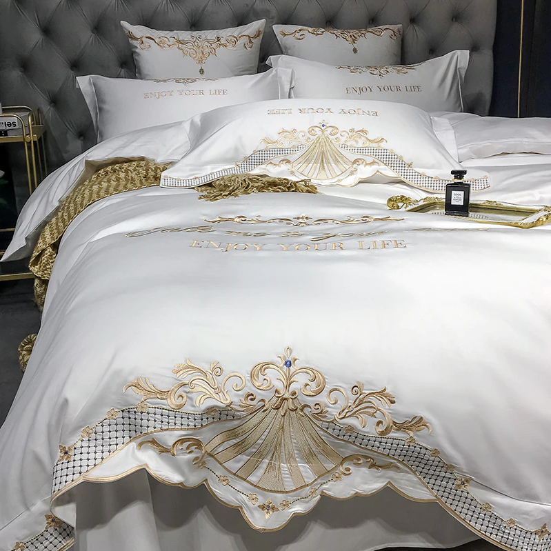 Luxury Duvet Cover 4 Piece Set - Royal Embroidery Linen