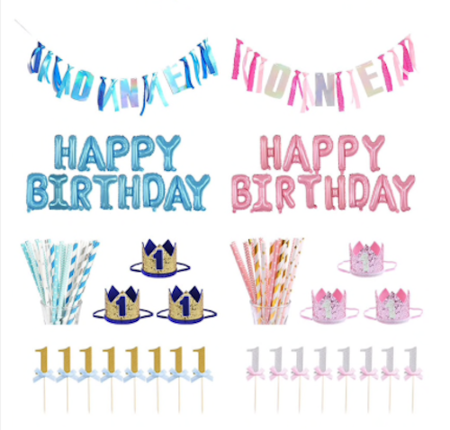 Children's 25 piece set 1st Birthday Party Pack Sets or individual