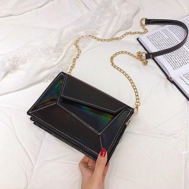 Contrast Leather Crossbody Shoulder Bag