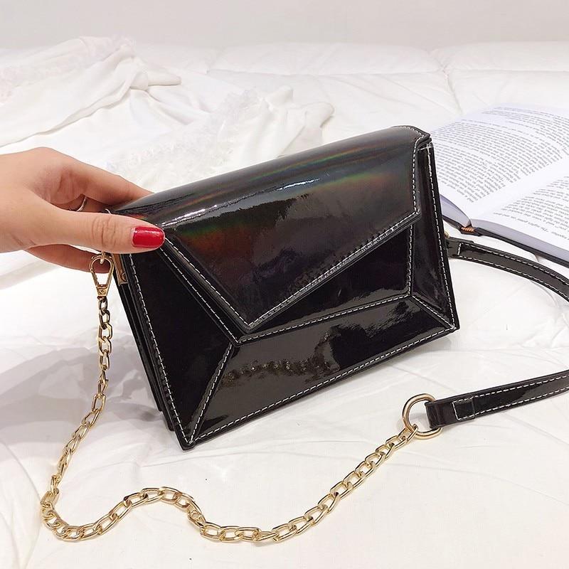 Contrast Leather Crossbody Shoulder Bag