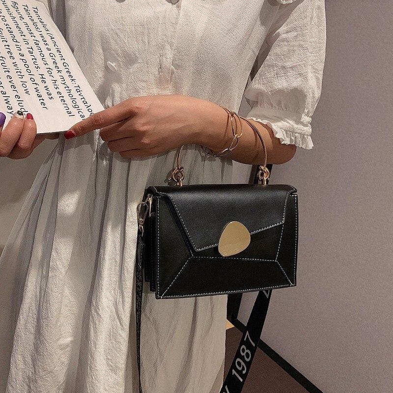 Contrast Leather Crossbody Shoulder Bag