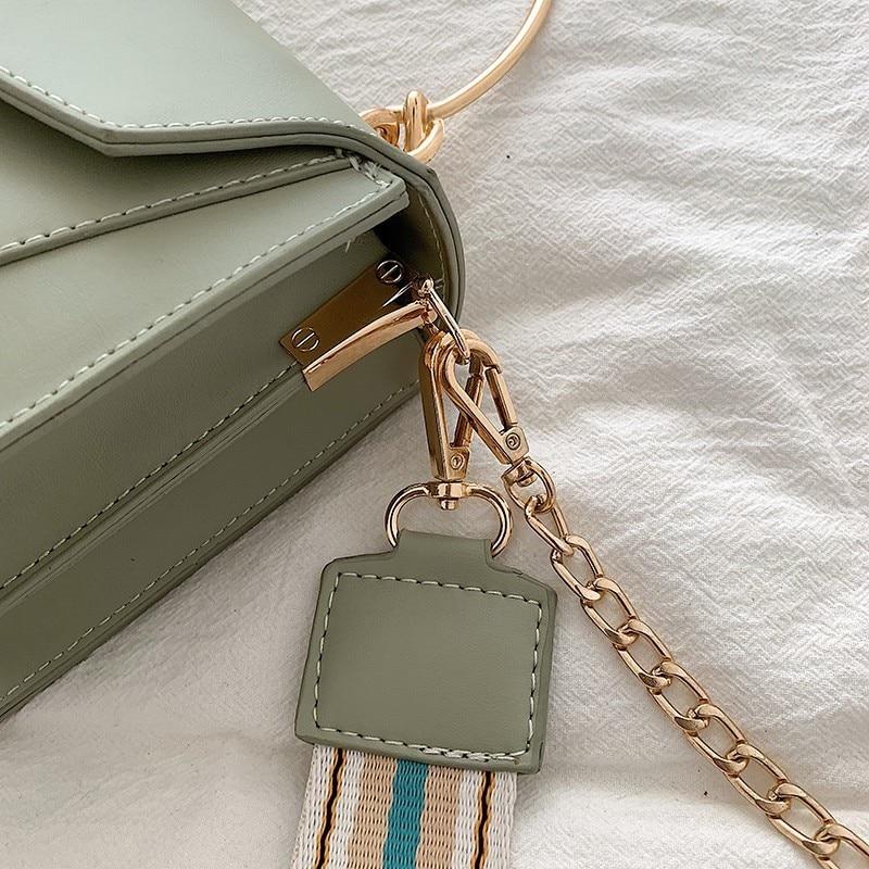 Contrast Leather Crossbody Shoulder Bag