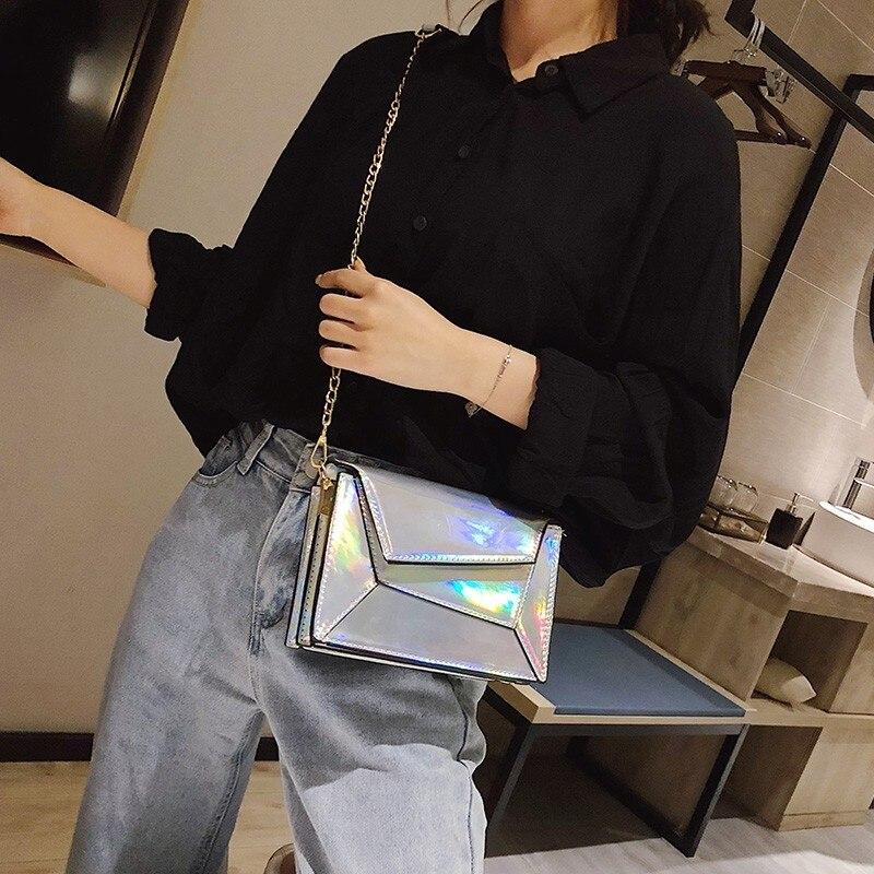 Contrast Leather Crossbody Shoulder Bag