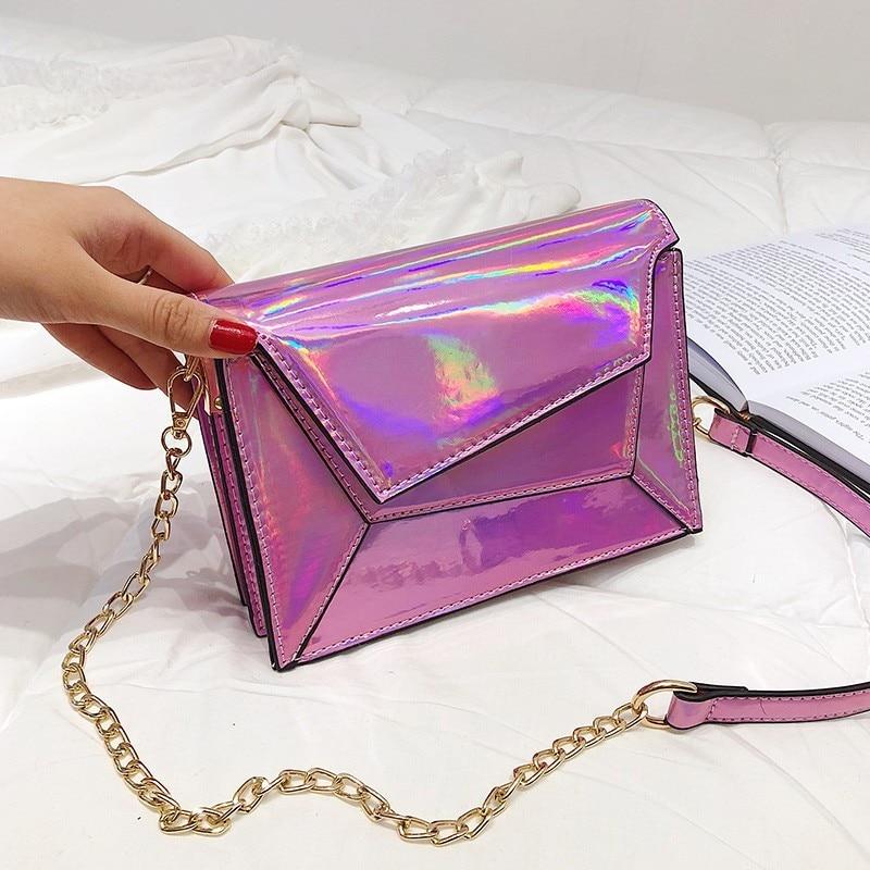 Contrast Leather Crossbody Shoulder Bag