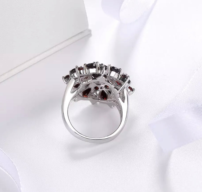 Silver Garnet Ring 925 Gemstone 7.54ct Natural Black (Order Only)