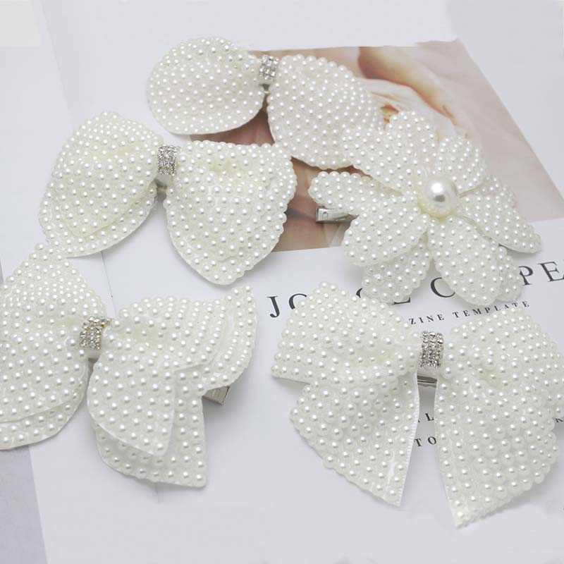 Girls Bling Pearl Bow Hairpins Hair Accessories