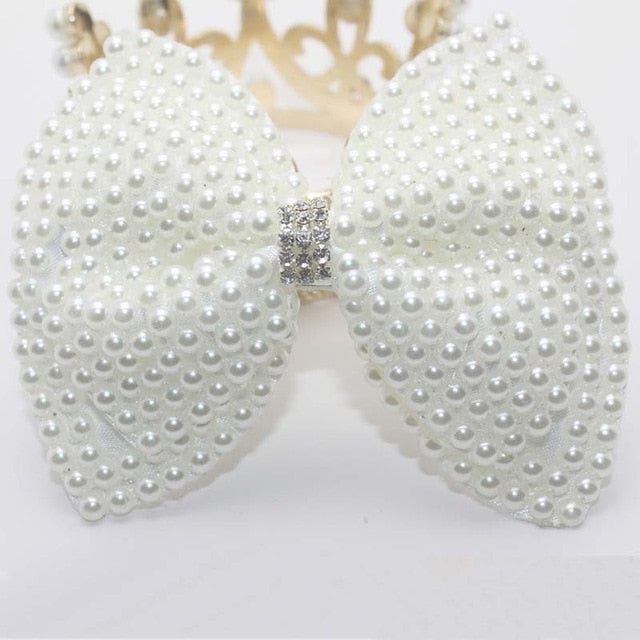 Girls Bling Pearl Bow Hairpins Hair Accessories