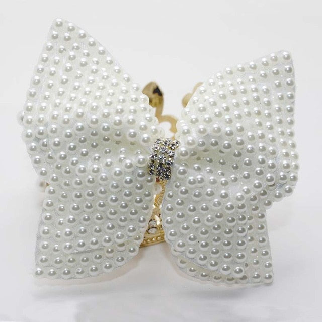 Girls Bling Pearl Bow Hairpins Hair Accessories