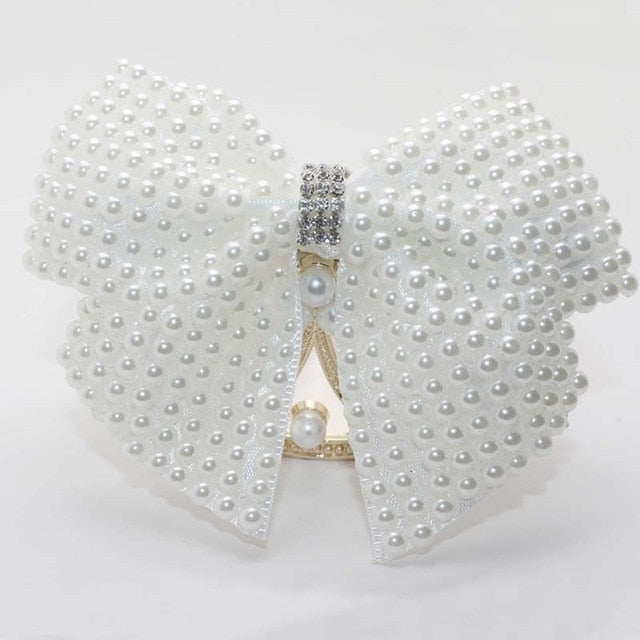 Girls Bling Pearl Bow Hairpins Hair Accessories