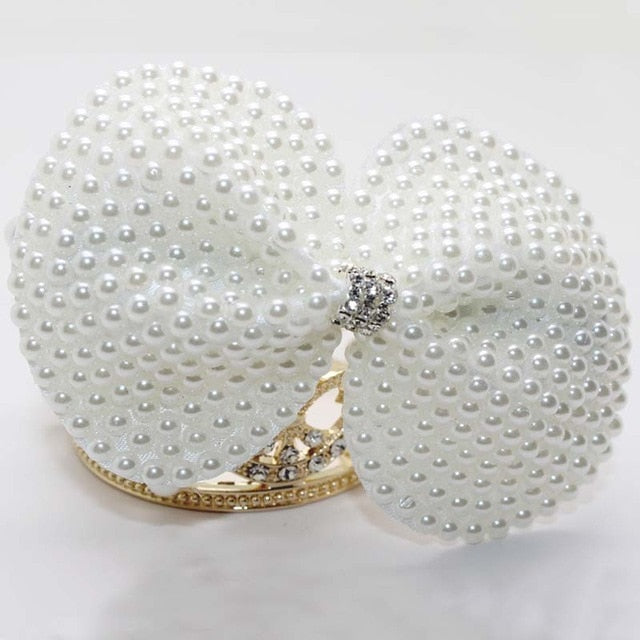 Girls Bling Pearl Bow Hairpins Hair Accessories