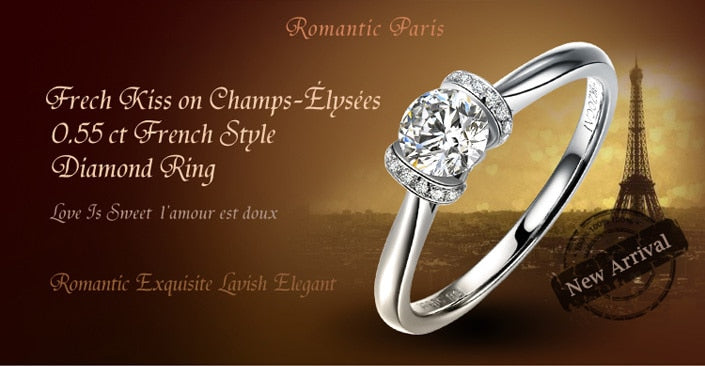 Exquisite French Kiss 18K White Gold Diamond Ring