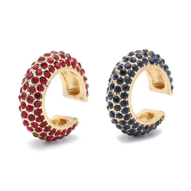 C Shaped CZ Rhinestone Small Ear Cuffs Clip