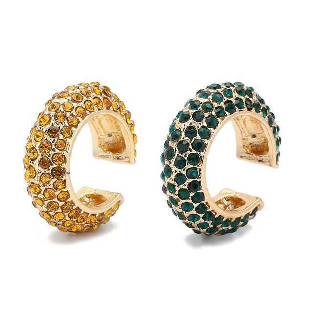 C Shaped CZ Rhinestone Small Ear Cuffs Clip