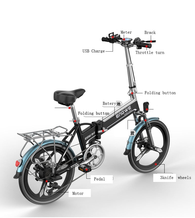 Electric bike - 20 inch Aluminum Foldable Bicycle with 400W Powerful