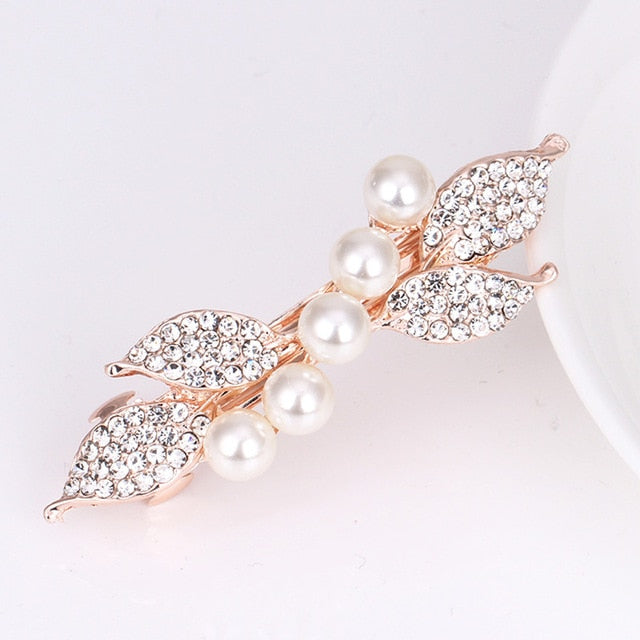 Girls Bling Pearl Bow Hairpins Hair Accessories