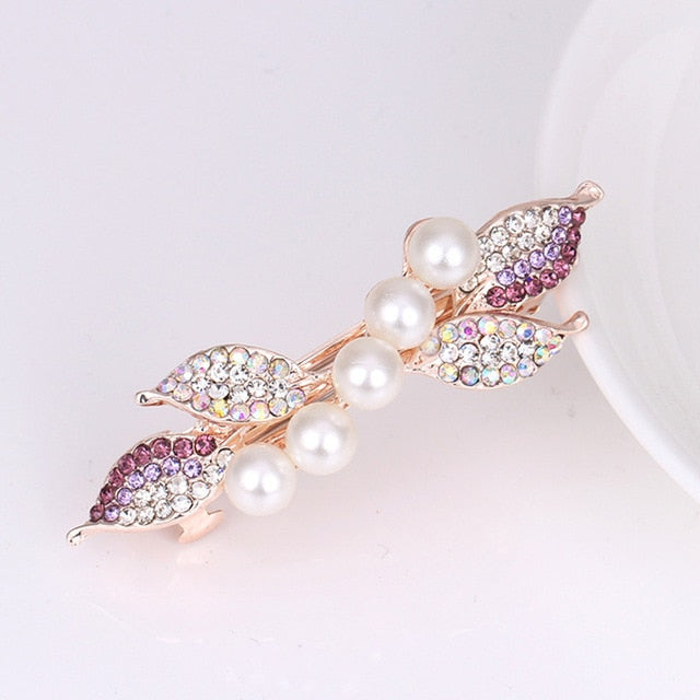 Girls Bling Pearl Bow Hairpins Hair Accessories