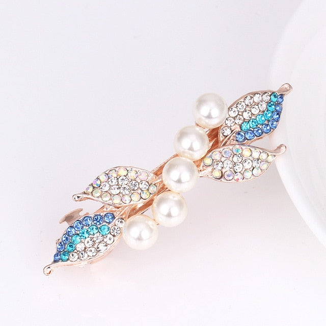 Girls Bling Pearl Bow Hairpins Hair Accessories