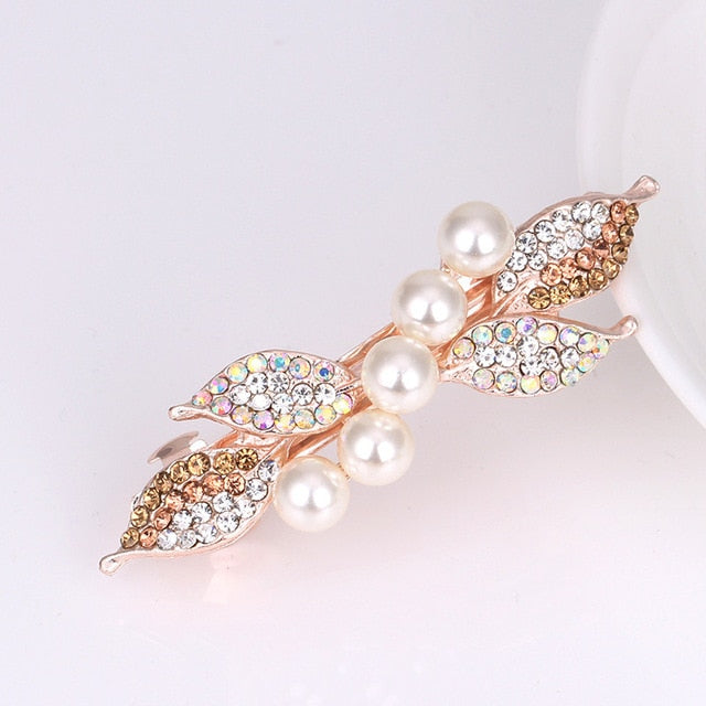 Girls Bling Pearl Bow Hairpins Hair Accessories