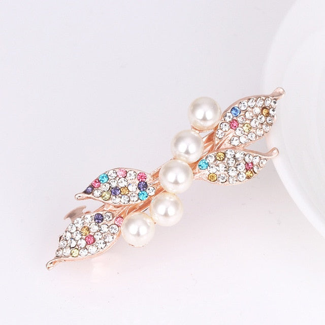 Girls Bling Pearl Bow Hairpins Hair Accessories