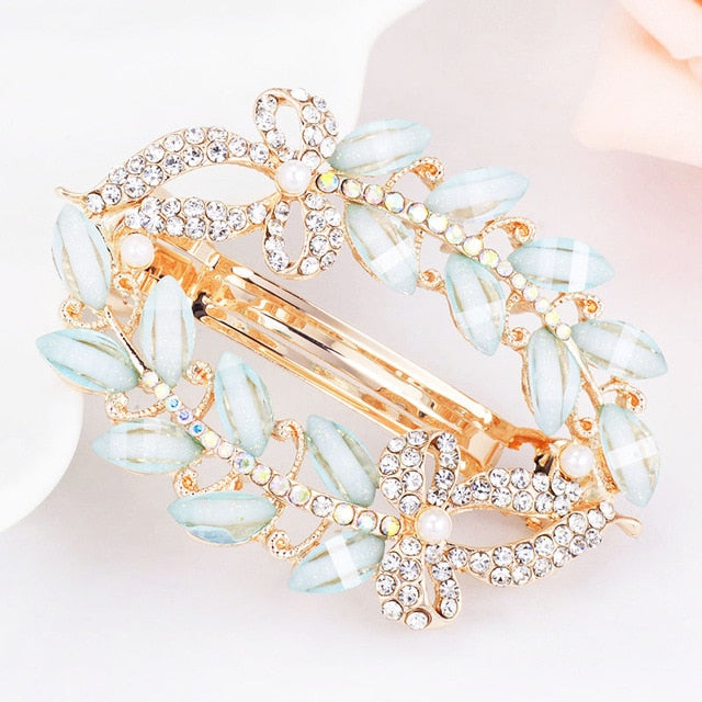 Girls Bling Pearl Bow Hairpins Hair Accessories