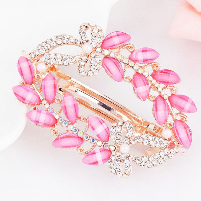 Girls Bling Pearl Bow Hairpins Hair Accessories