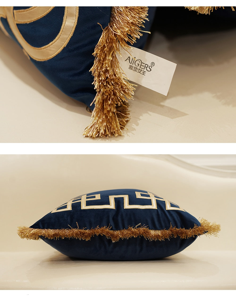 Luxury Embroidered Cushion Covers Velvet Tassels