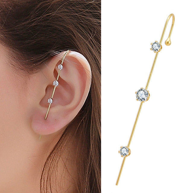 Crystal Charm Hook Ear Climber Earrings