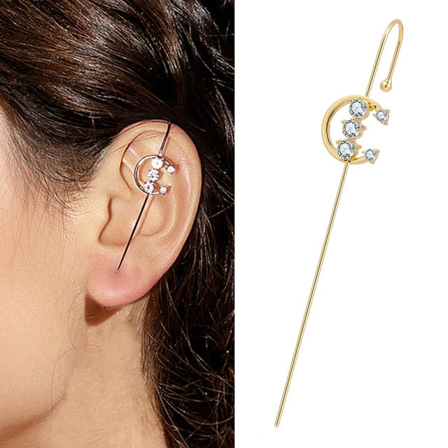Crystal Charm Hook Ear Climber Earrings