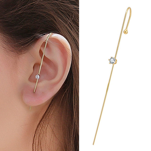 Crystal Charm Hook Ear Climber Earrings