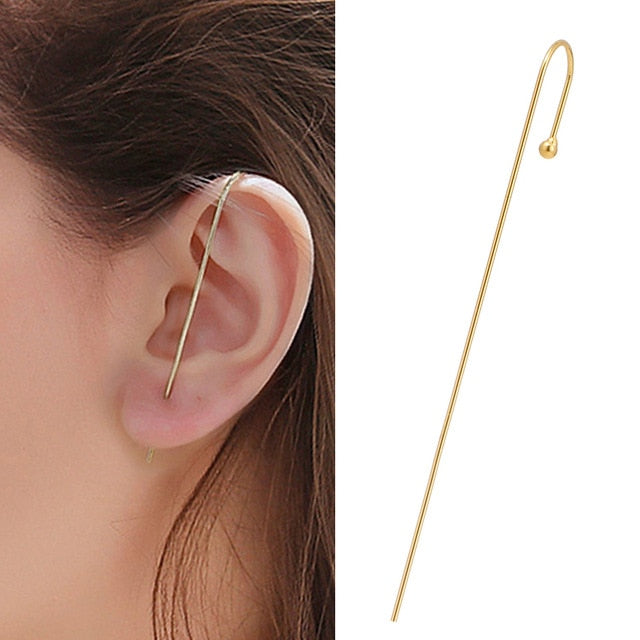 Crystal Charm Hook Ear Climber Earrings