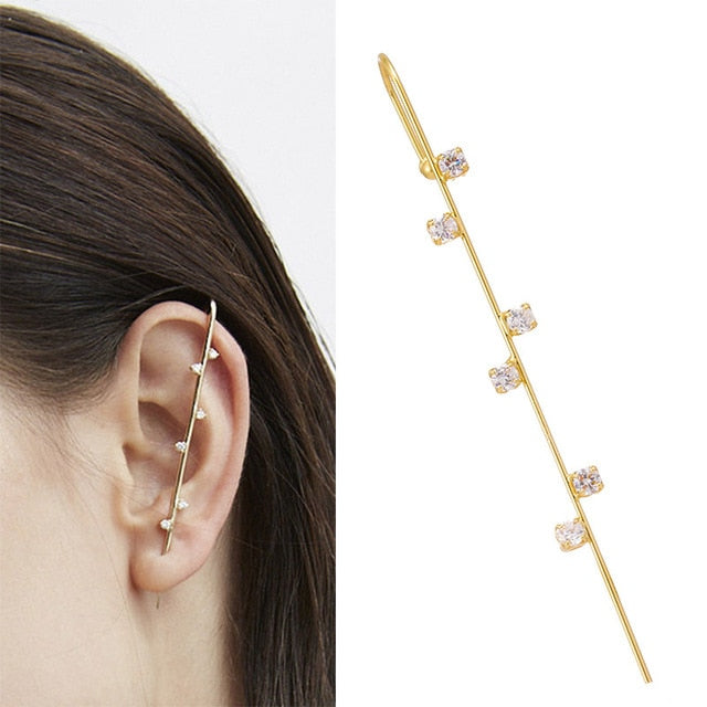 Crystal Charm Hook Ear Climber Earrings