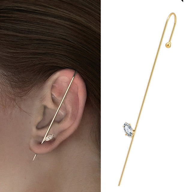 Crystal Charm Hook Ear Climber Earrings