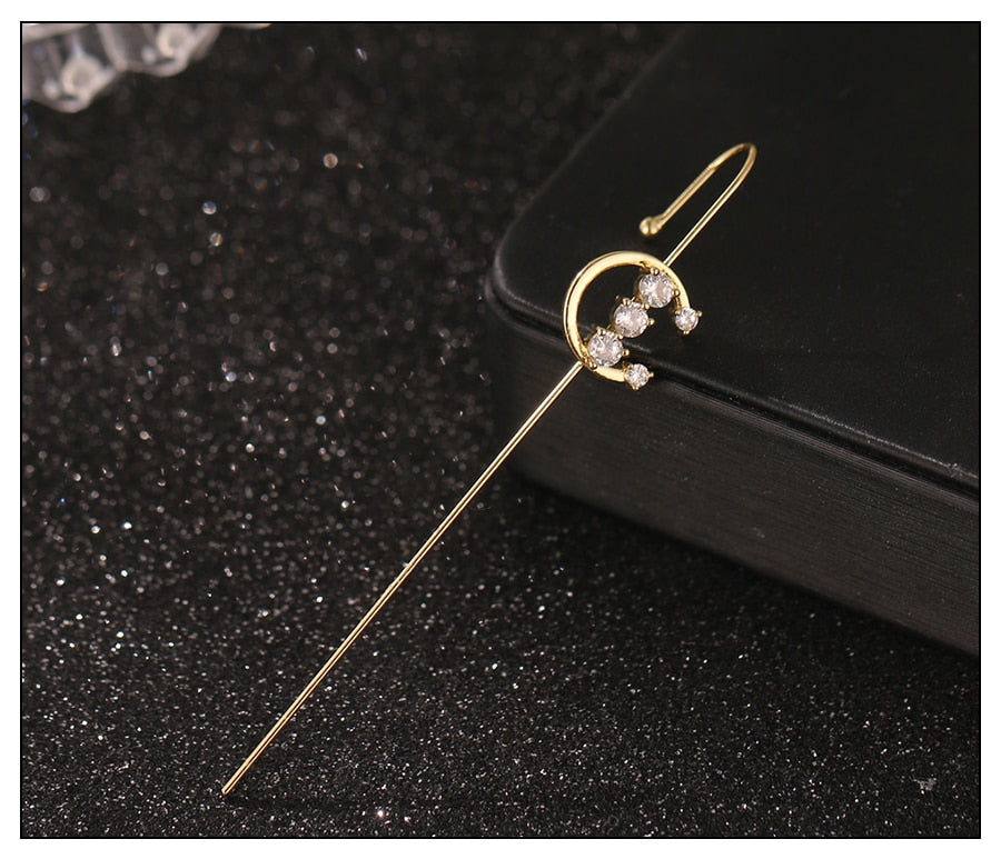 Crystal Charm Hook Ear Climber Earrings