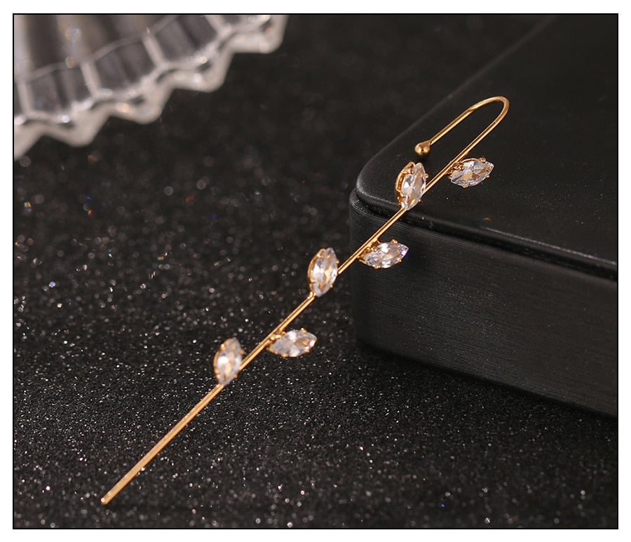 Crystal Charm Hook Ear Climber Earrings