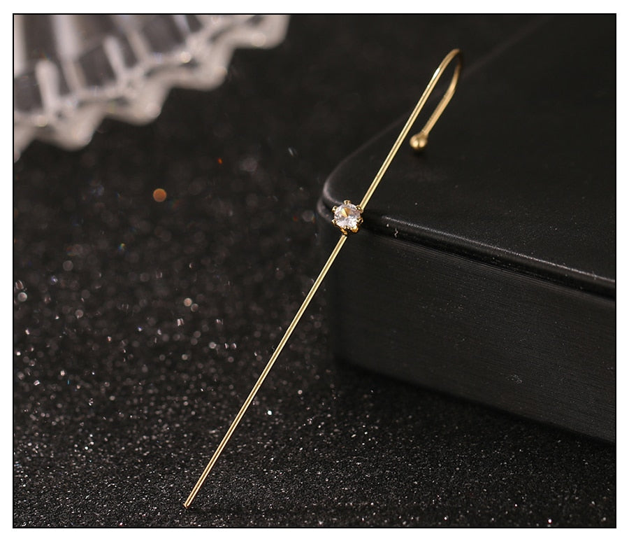 Crystal Charm Hook Ear Climber Earrings