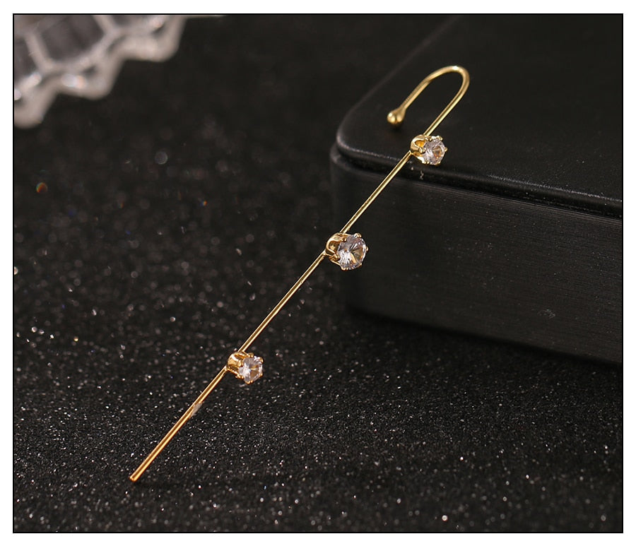 Crystal Charm Hook Ear Climber Earrings