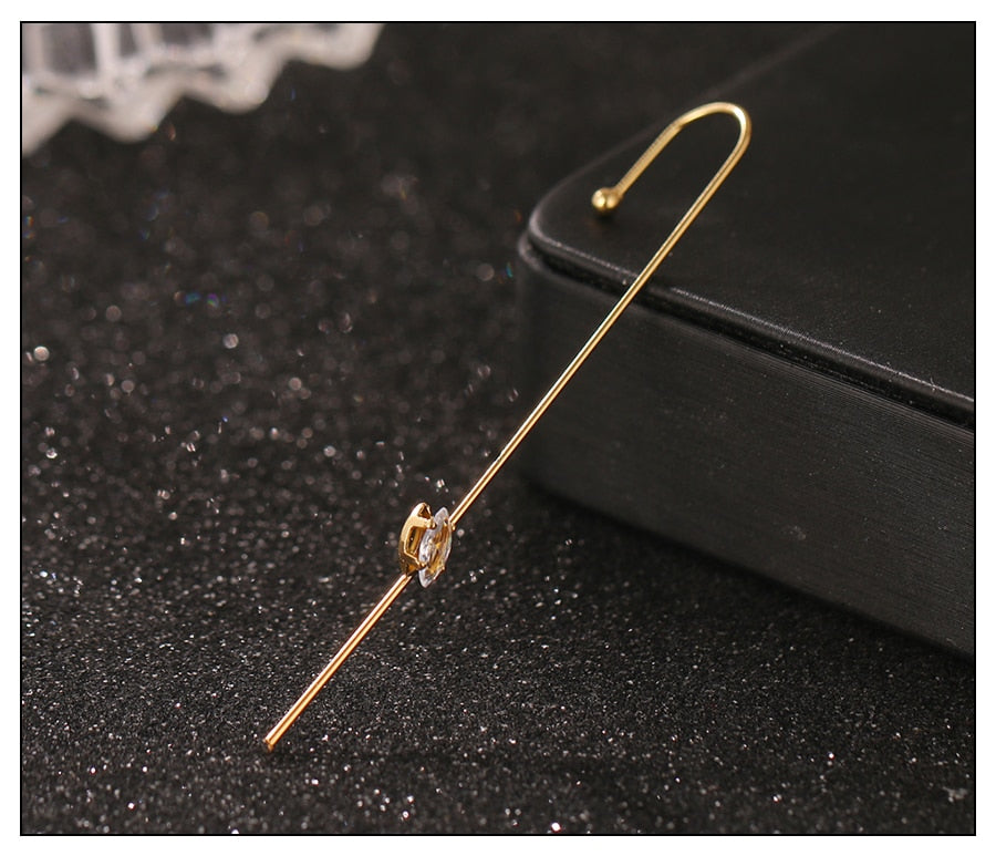 Crystal Charm Hook Ear Climber Earrings
