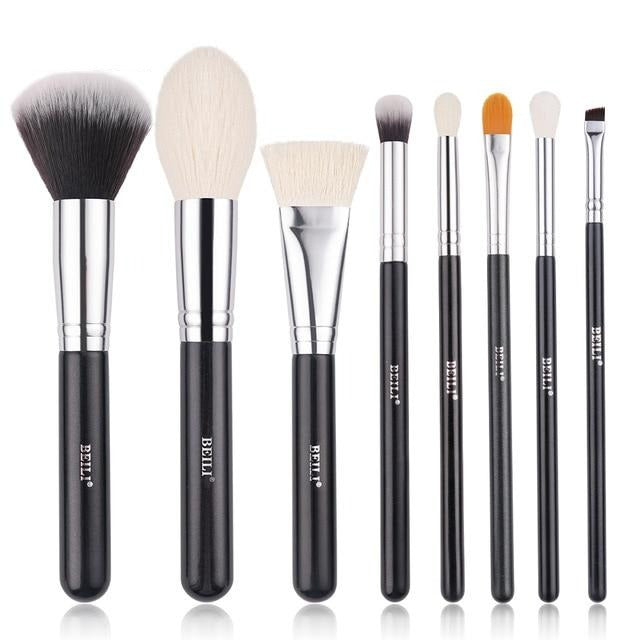 Makeup brushes set Natural goat hair - Black