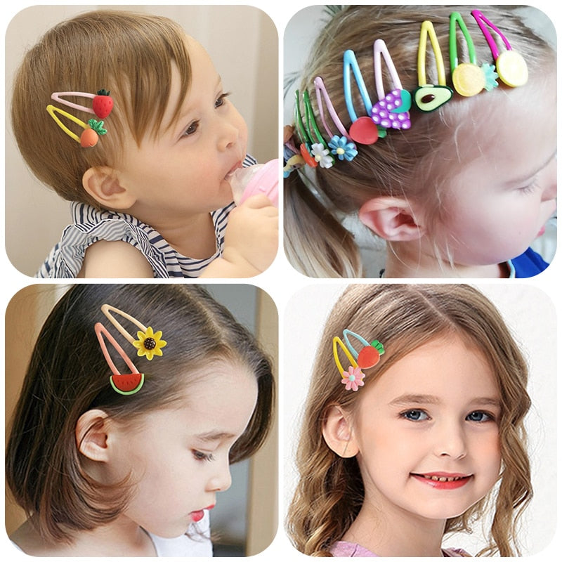 Girls Cute Cartoon Fruit Hairpins: 10 - 15 Piece Sets