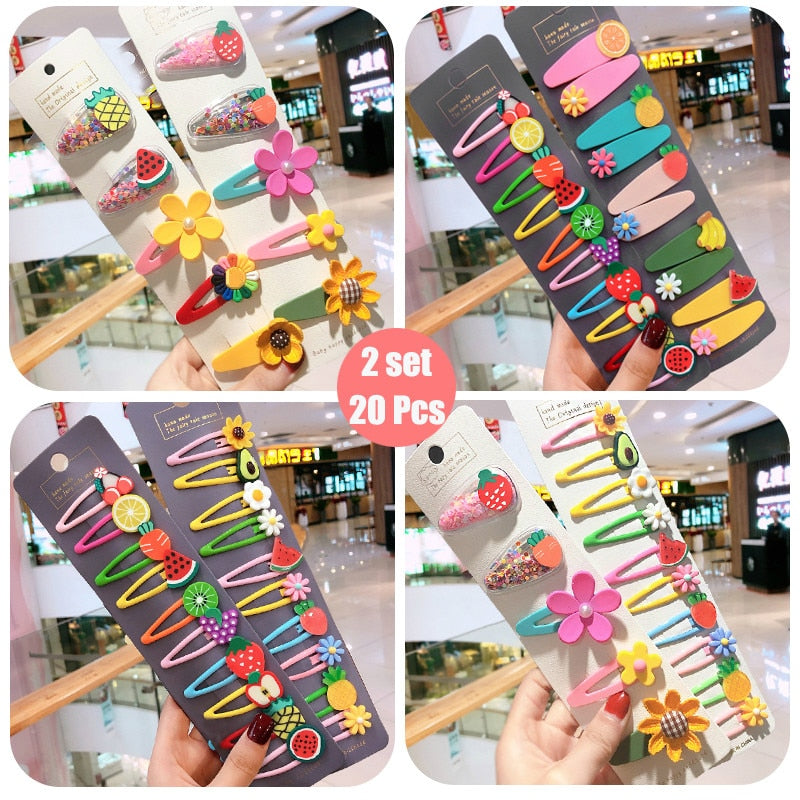 Girls Cute Cartoon Fruit Hairpins: 10 - 15 Piece Sets