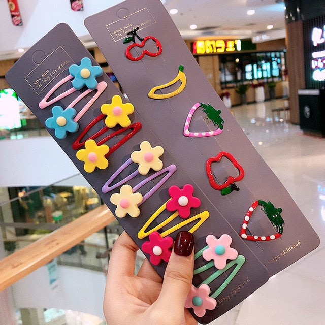 Girls Cute Cartoon Fruit Hairpins: 10 - 15 Piece Sets