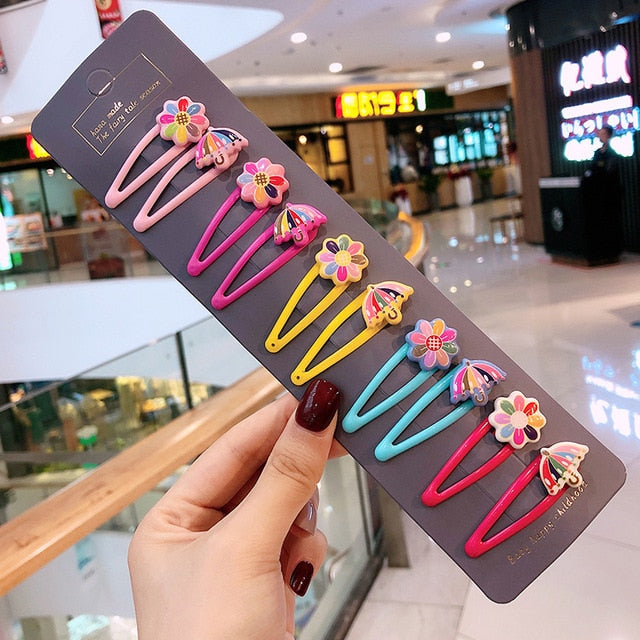 Girls Cute Cartoon Fruit Hairpins: 10 - 15 Piece Sets