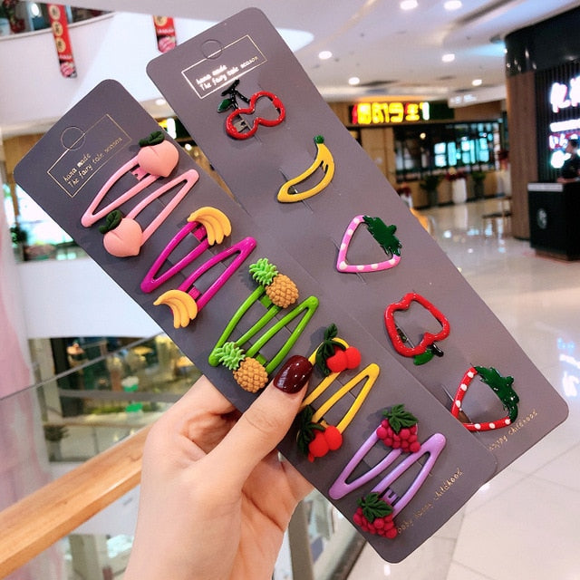 Girls Cute Cartoon Fruit Hairpins: 10 - 15 Piece Sets