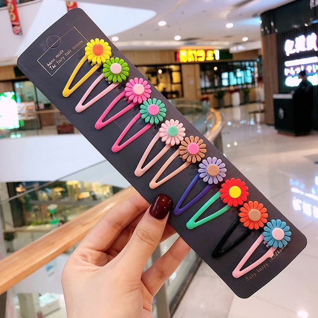 Girls Cute Cartoon Fruit Hairpins: 10 - 15 Piece Sets