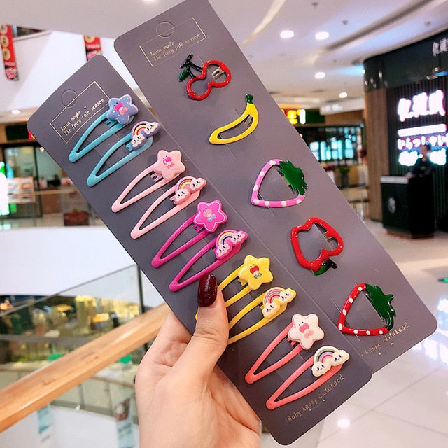 Girls Cute Cartoon Fruit Hairpins: 10 - 15 Piece Sets