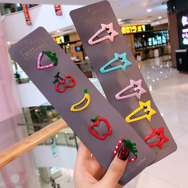 Girls Cute Cartoon Fruit Hairpins: 10 - 15 Piece Sets